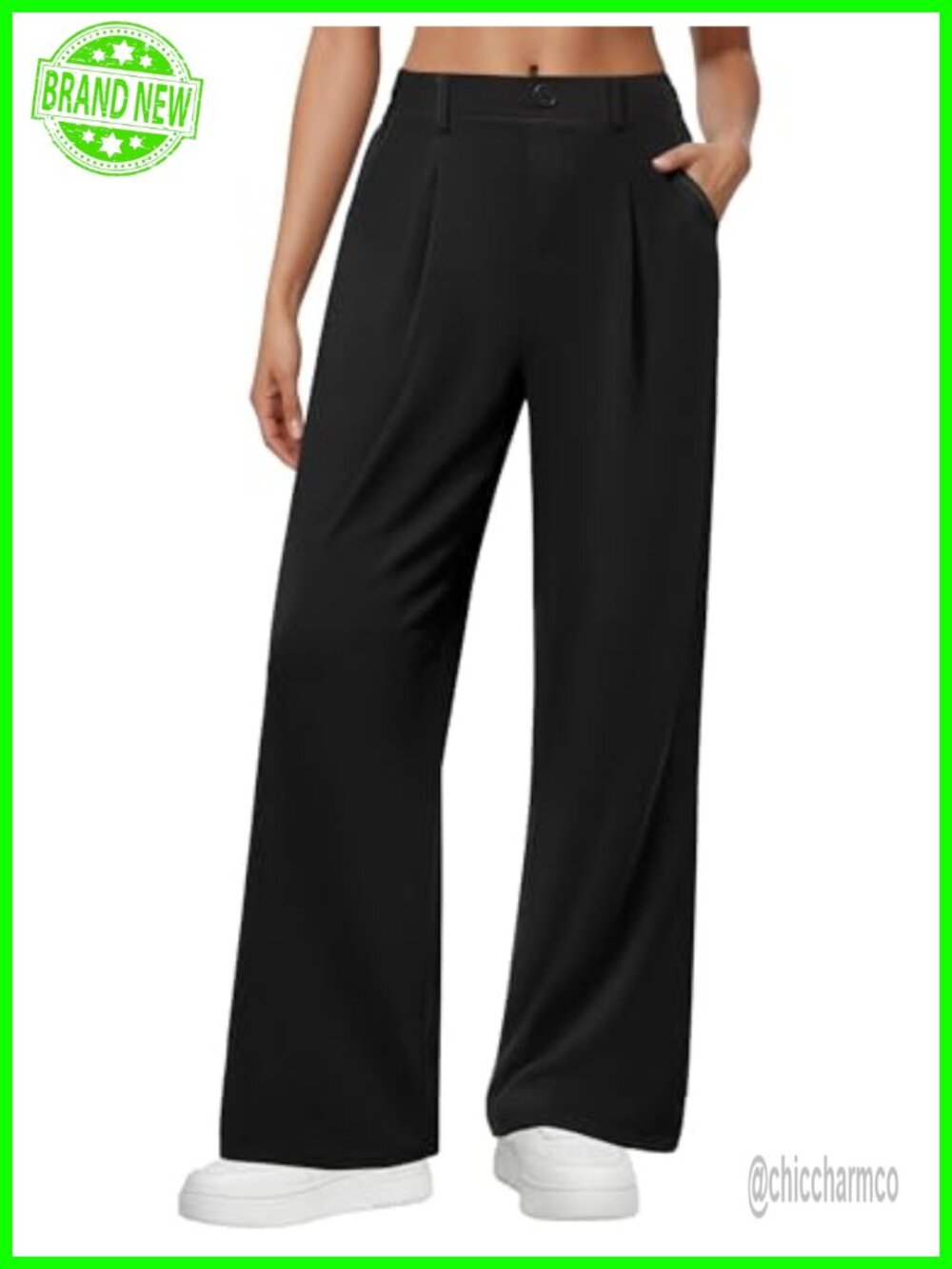 Wide Leg Dress Pants High Waisted Pull On Stretch Work Pants